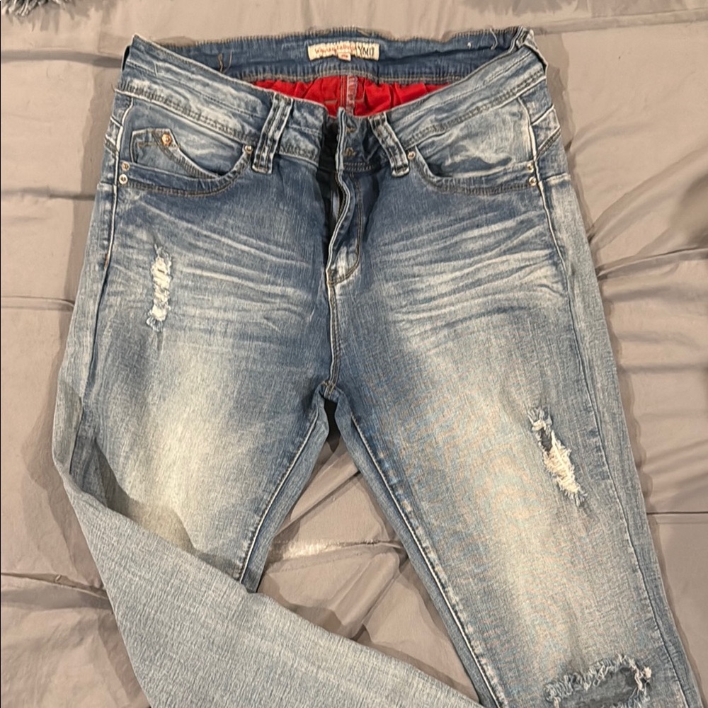 Distressed Blue Jeans